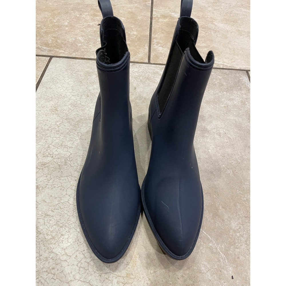 Jeffrey Campbell Havana Stormy Navy Blue Rain Boots Womens Size 8 Pointed Toe